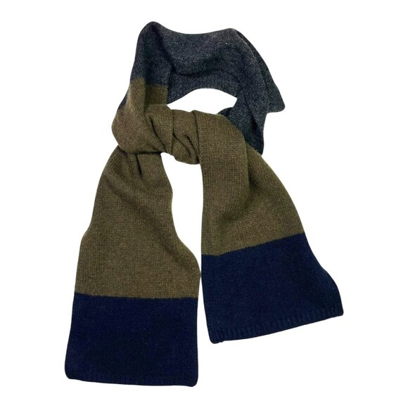 GAP Men's Lambs' Wool Nylon Blend Colorblock Scarf  Grey Green Blue - Picture 2 of 7